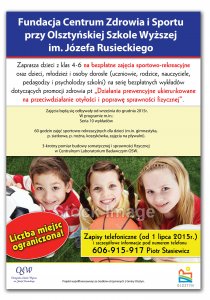 Bezpłatne zajęcia spotrowo- rekreacyjne dla dzieci w OSW