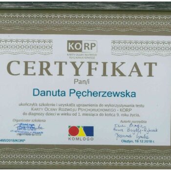 certyfikat danuta pecherzewska