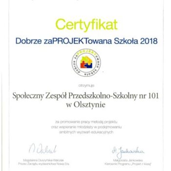 certyfikat dobrze zaprojektowana szkola