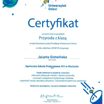 certyfikat jolanta slotwinska