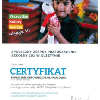 certyfikat unicef
