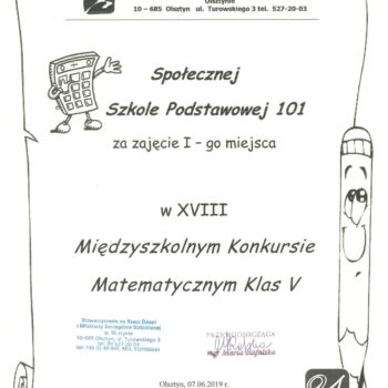 dyplom konkurs klas piatych