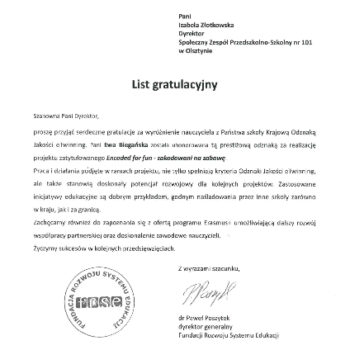 list gratulacyjny ewa bieganska