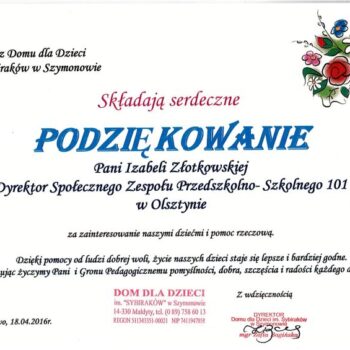 podziekowania page