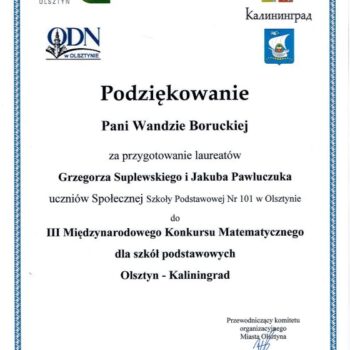 podziekowanie wanda borucka