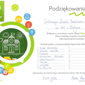 podziekowanie ziel szkola