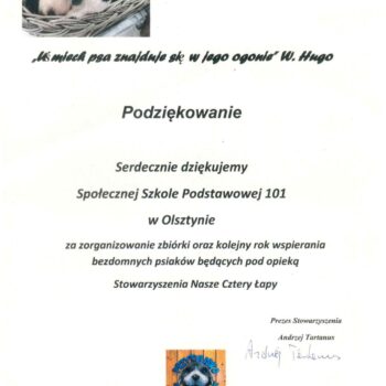 schronisko podziekowanie